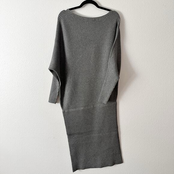 WHBM Off the Shoulder Ribbed Gray Sweater Midi‎ Dress Women's Size XL NEW - Picture 11 of 12